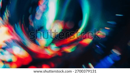 Bokeh crystal glow. Gradient reflection. Fluorescent abstract colorful circle on dark background. Blur holographic neon gleam optic effect.