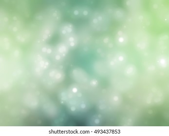 Bokeh Light, Shimmering Blur Spot Lights On Blue And Green. Illustration Digital.