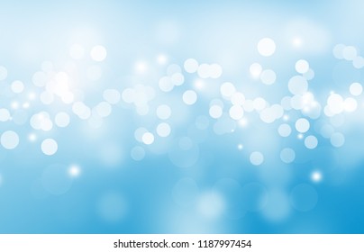The Bokeh On The Background Blurred The Natural Blue And White. Bokeh Colorful Glows Sparkle Beautiful Valentines Day Concept. New Year Day