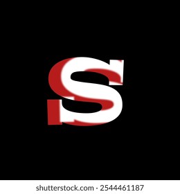 Bold 3D letter S with red and white shadow effect on black background - Powered by Shutterstock