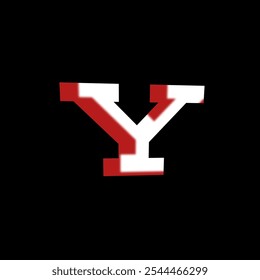 Bold 3D letter Y with red and white shadow effect on black background - Powered by Shutterstock