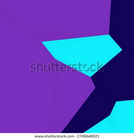 A bold abstract composition featuring purple gradients and bright cyan angular shapes for modern design and creative mood
