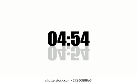 Bold black digital clock numbers showing 04:54 with a faint shadow reflection on a clean white background