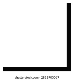 Bold black graphic corner frame made of thick perpendicular lines on a clean white background surface
