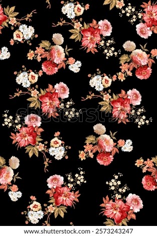 Bold Floral Pattern on Black