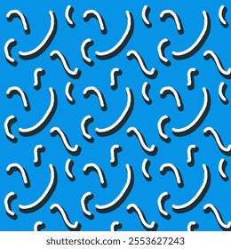 A bold, graphic design with a repeating pattern of curved lines.