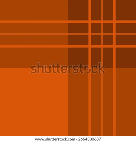Bold horizontal and vertical lines intersect on a background of varying shades of orange and brown. The repetitive ornament gives a sense of order, making it suitable for backgrounds or fabrics.