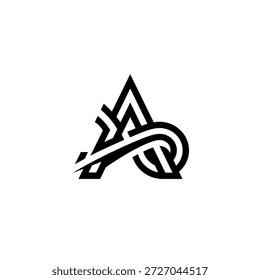 Bold letter A monogram logo with sharp angles and smooth curves. Modern black symbol ideal for tech brand, creative studio, startup identity, or premium digital branding.