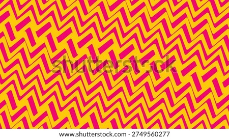 Bold pink and yellow zigzag pattern fills the frame with energetic repetition and high contrast.