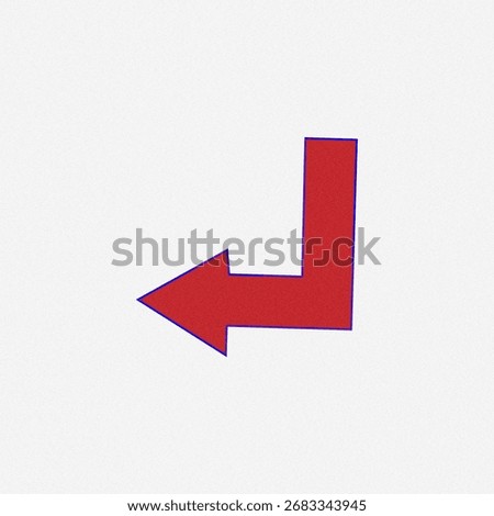 A bold red arrow with a distinct bend pointing left. This simple yet impactful graphic conveys direction, change, or a turn. Ideal for navigation and informational use.