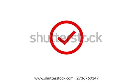 A bold red checkmark inside a circular outline symbolizing approval or confirmation