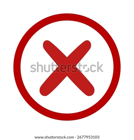 A bold, red 'X' symbol inside a red circle, representing a negative or incorrect choice, error, or cancellation.