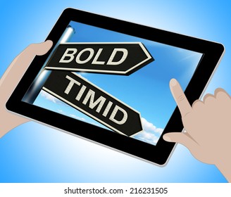 Bold Timid Tablet Showing Extroverted And Shy