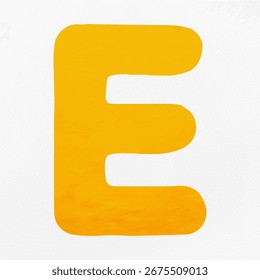 Bold yellow letter 'E' icon. Yellow font, bold and bright. Letter 'E' in vibrant yellow, playful and eye-catching design. Vibrant color icon font design illustration.