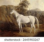Bolivia (1836) by Edward Troye. Horse in vintage artwork. Beautiful art illustration of horse, equestrian artwork. Old animal illustration.