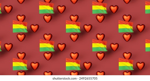 Bolivia Independence Day greeting card template pattern. 3d render. - Powered by Shutterstock