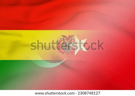 Bolivia and Turkey state flag international relations TUR BOL banner country Turkey Bolivia patriotism. 3d image Foto stock © 