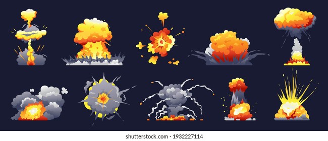 Bomb Fire Explosion Isolated Cartoon Set Stock Vector (Royalty Free ...