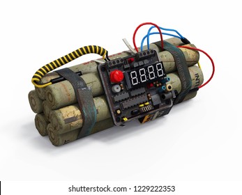 Bomb With Timer. 3d Illustration