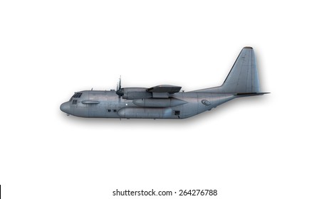 Bomber plane isolated on white background, side view