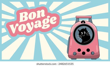 Bon voyage. Jpeg illustration. Retro flat style. 70s stile trevel card. Have a nice trip. - Powered by Shutterstock