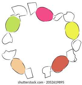 Bonbon Illustration White Background Decoration Cartoon Color Pink Red Cherry Yellow Orange Green Marmalade Abstract Food 