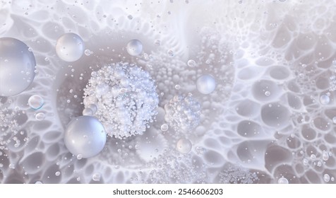 Bone tissue, complex network of collagen fibers and calcium particles. Calcium ions for bone mineralization and strength. Osteoblasts build new bone tissue by depositing calcium. 3D bone background