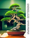 bonsai tree  fresh and well formed  Asian botanical  Japanese houseplant 3d illustration