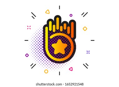 Bonus points. Halftone circles pattern. Loyalty star icon. Discount program symbol. Classic flat loyalty star icon.