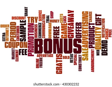 Bonus, word cloud concept on white background.