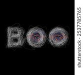 Boo Halloween scribble art text - Illustration quote - eyes sybol