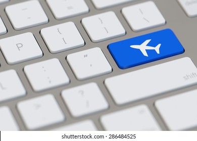 Book Cheap Flight Online As A Concept On A Keyboard (3D Rendering)