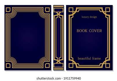 Book Cover Design Template. Decorative Vintage Frame Or Border With Corners To Be Printed On Covers And Pages Of Books. Title And Last Page And Spine Of The Book. Rasterized Version.