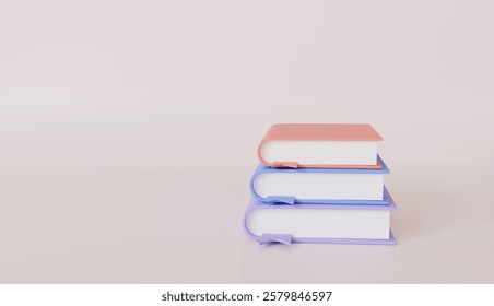 Book covers different colors, libraries, publishing houses, textbooks with bookmark