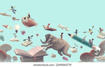 Book, education and kids. back to school. learning and child dream concept art. - Powered by Shutterstock