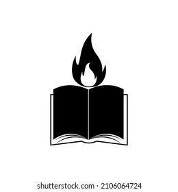 Book And Fire Logo Design Template Isolated On White Background