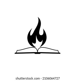 Book And Fire Logo Design Template Isolated On White Background