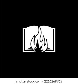 Book And Fire Logo Icon Isolated On Dark Background