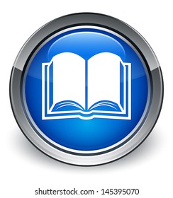 Book Icon Glossy Blue Button