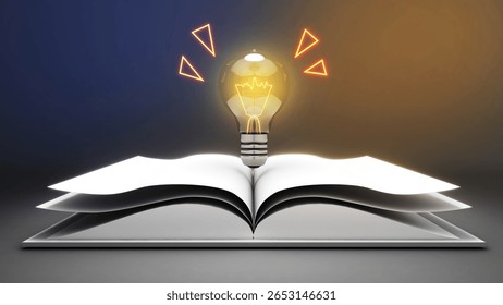 The book of knowledge increases knowledge and information from research. ,3d rendering
