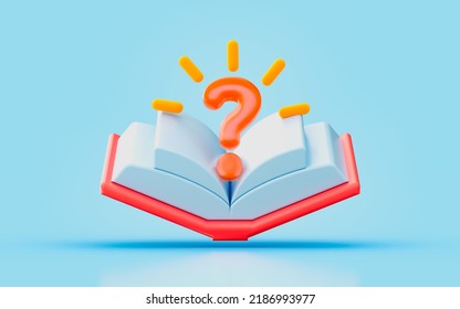 book question mark sign 3d render concept for educational subject confusing storyline