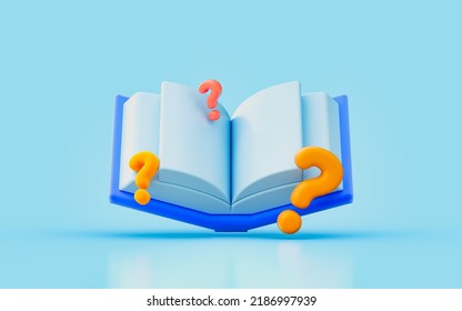 Book Question Mark Sign 3d Render Concept For Guide Answer Solution Exam Preparation 