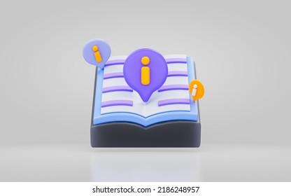 Book Sign With Exclamation 3d Render Concept For Dictionary Word Meaning Help Problem Solution