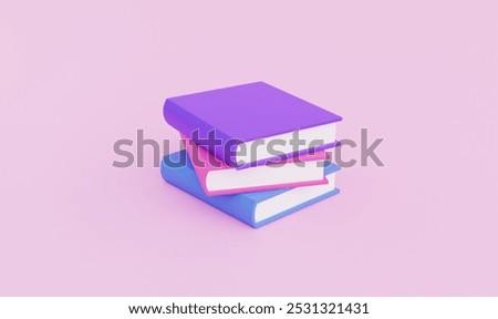 book stack icon Educational or business literature set Reading for education E-books, literature, encyclopedias, textbooks, 3d illustrations