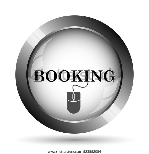 Booking icon. Booking website button on\
white\
background.\
