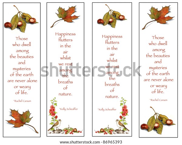 bookmarks nature theme drawings stock illustration 86965393
