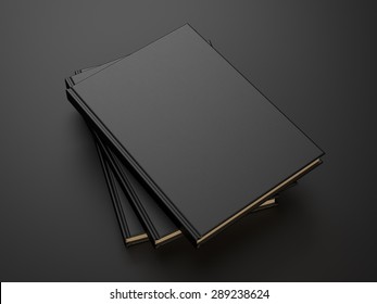 books with black blank cover. 3d render