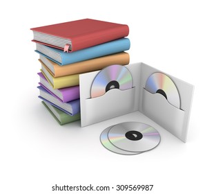 Books And Cds, This Is A Computer Generated And 3d Rendered Picture.