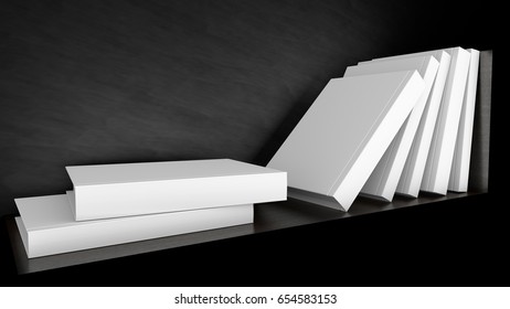 Books on a shelf. 3D rendering