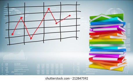 Books stack and graph of price changes